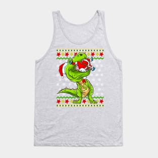 T Rex Eating Santa Claus Ugly Christmas Sweater Tank Top